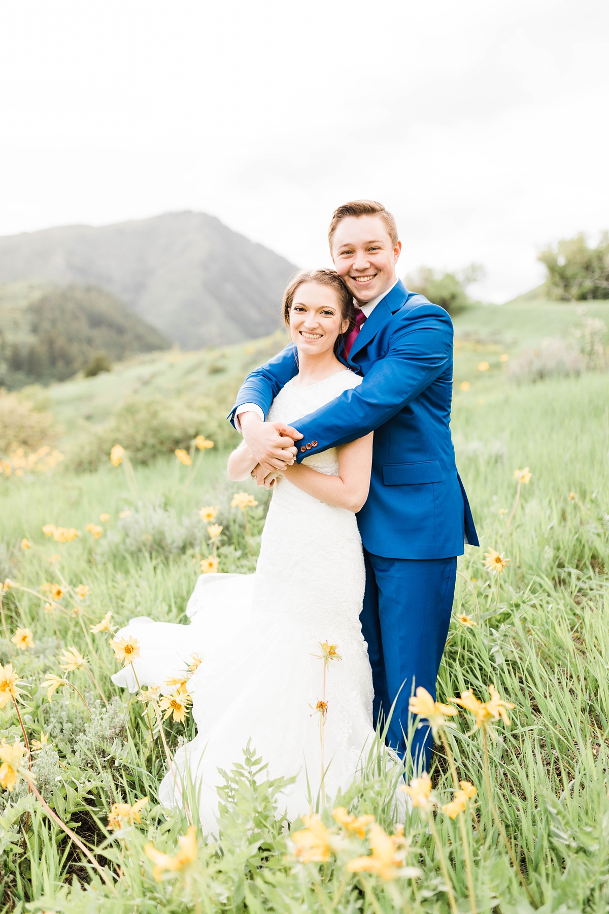 Summer Wedding Salt Lake LDS Temple with Ivy House reception, Utah wedding photography, Ogden Canyon Bridals, bride and groom wildflowers