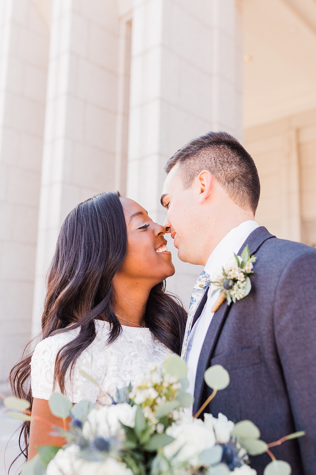 Draper LDS temple wedding, Shade Home and Garden reception center, Blue bridesmaid dresses