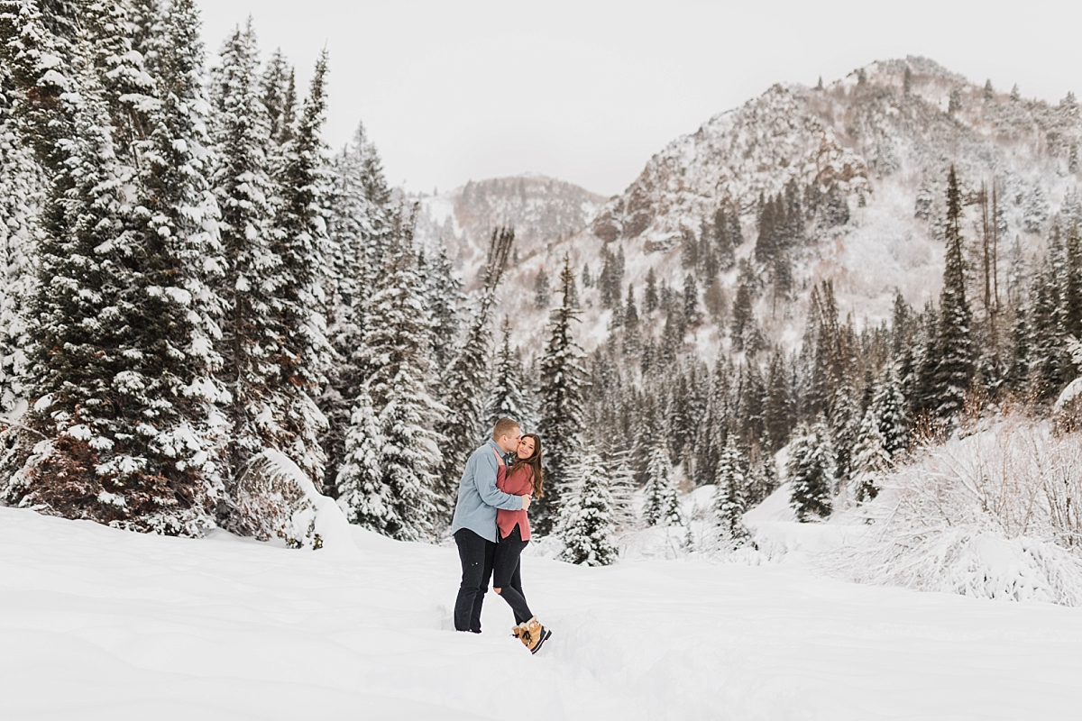 Winter engagement session at Jordan Pines Campground, Utah engagement pictures, Utah wedding photographer