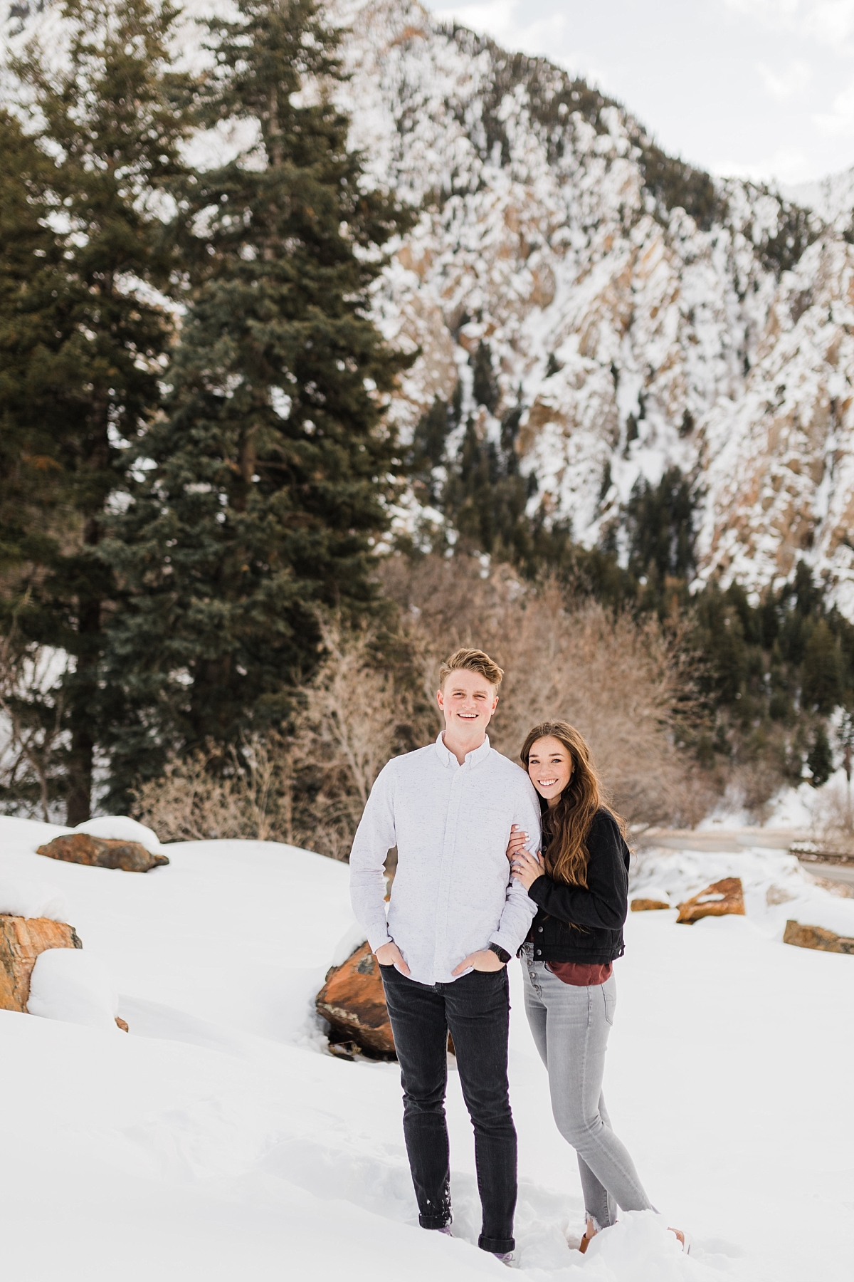 Gorgeous winter engagement session at Jordan Pines Campground, Utah engagement pictures, Utah wedding photographer, Photography by Tasha Rose