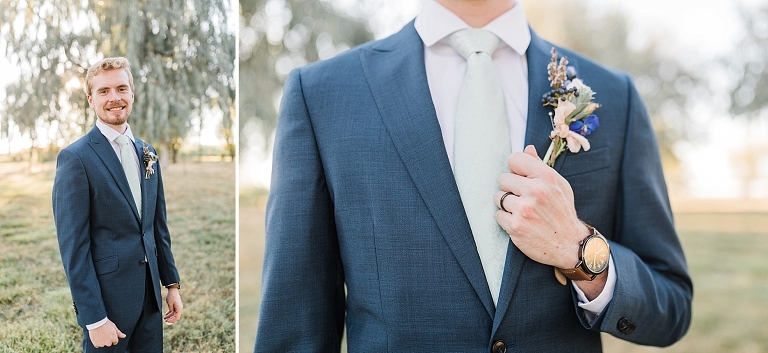 Groom in navy suit