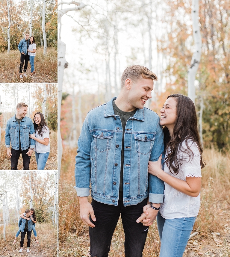 Couple at outdoor engagement session