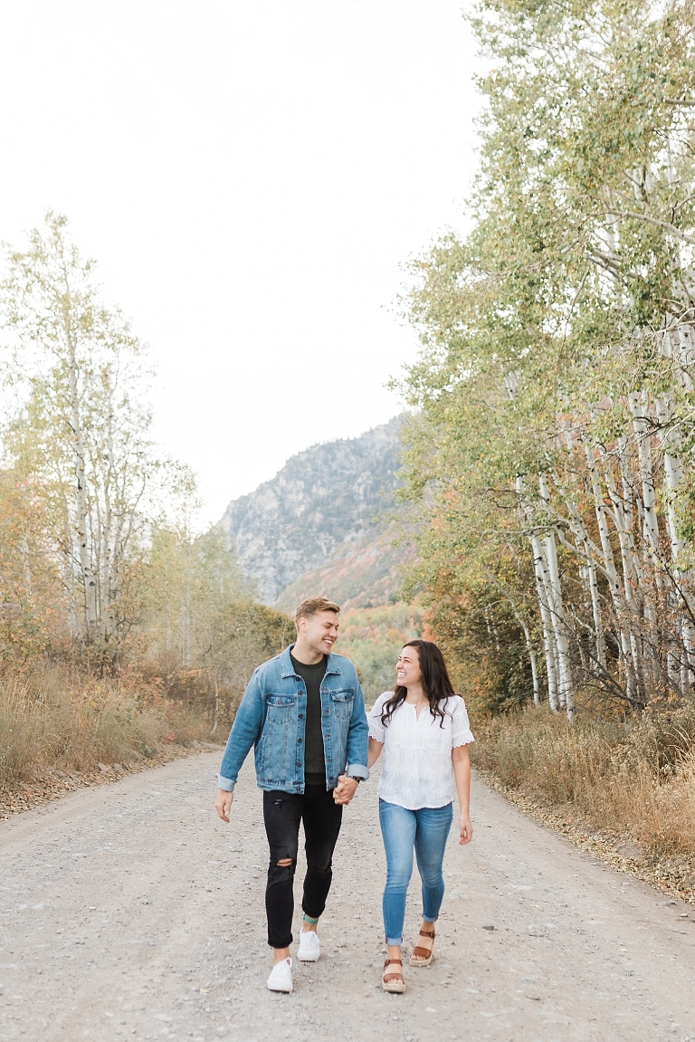 Couple at outdoor engagement session