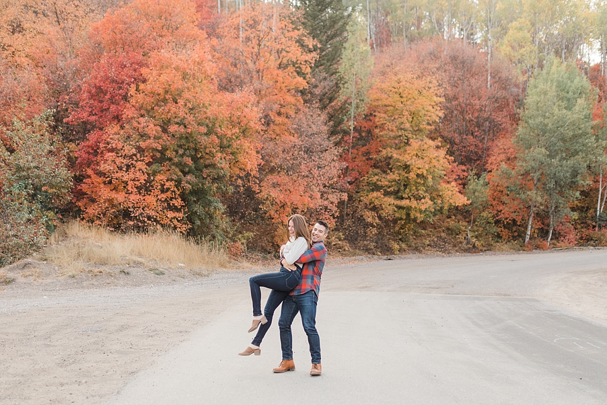 couple at fall engagement session