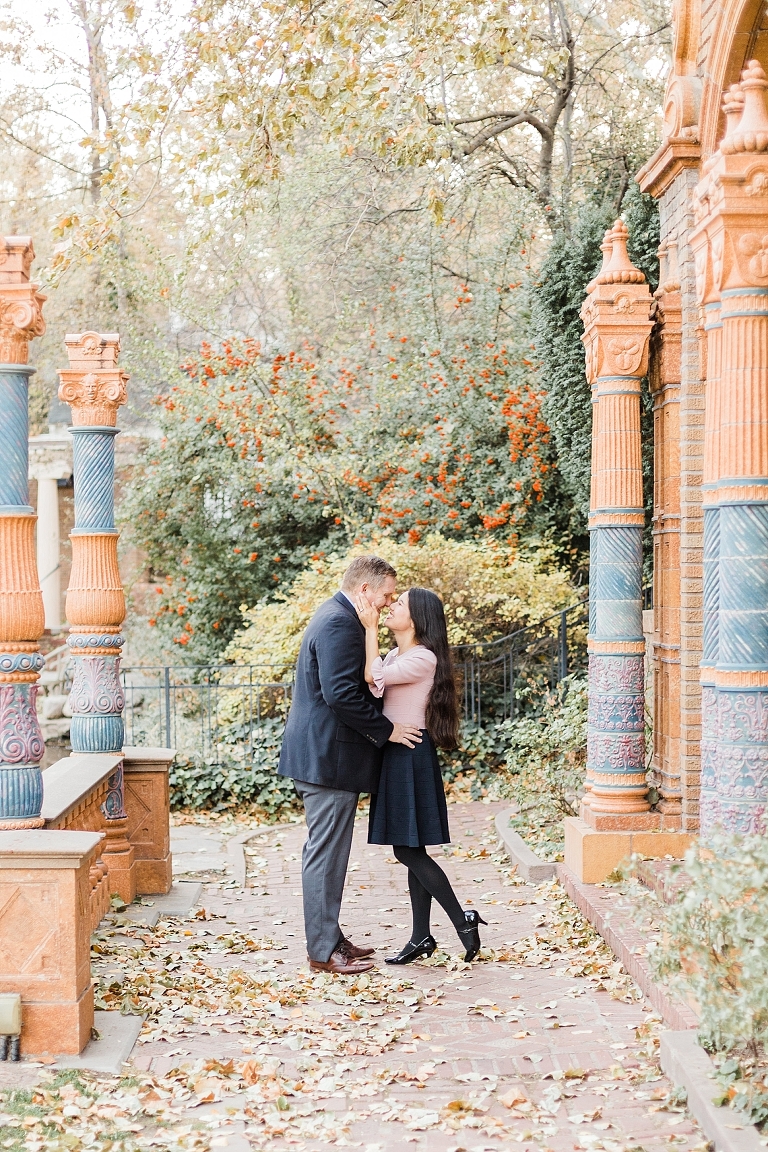 Couple at outdoor engagement session