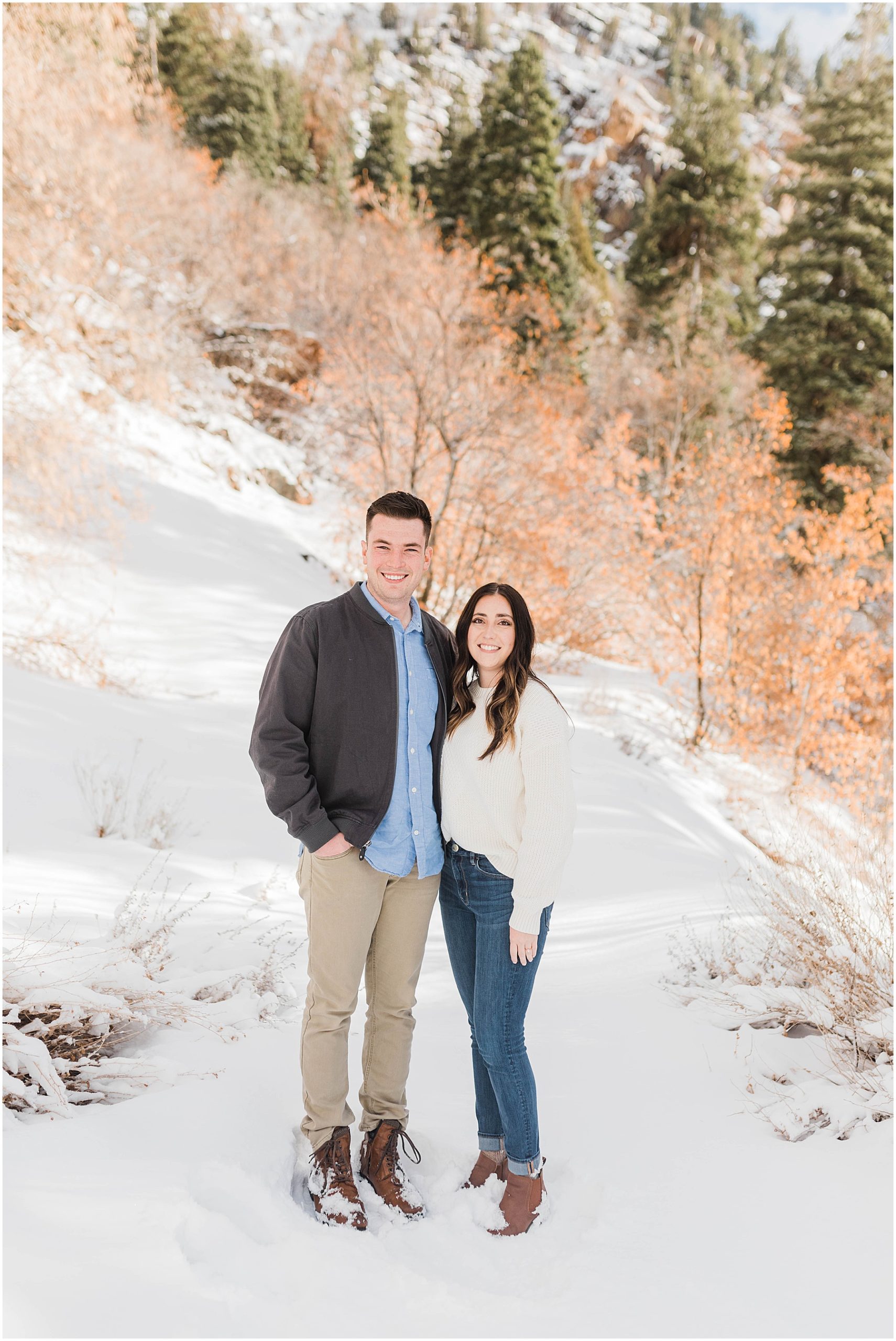 Engagement photo in the snow