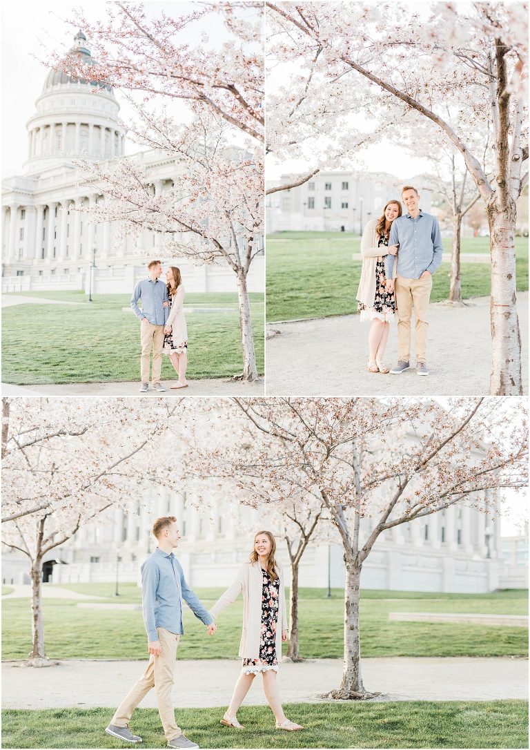 Engagement photos at the Utah State Capitol