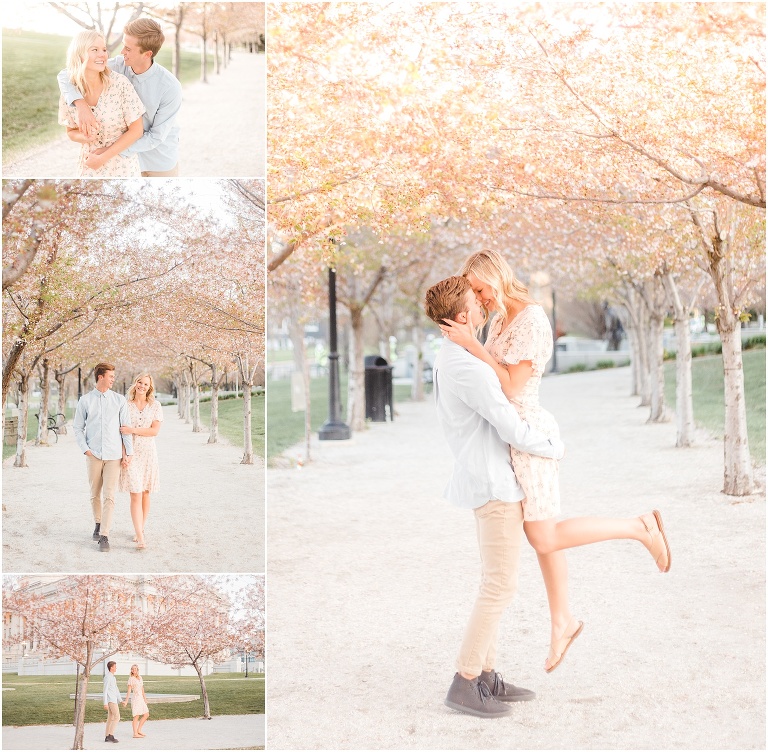 Engagement photos at the Utah State Capitol