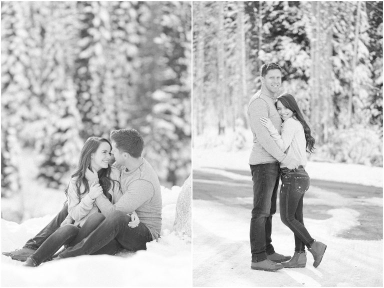 Dreamy Winter engagement photos up Big Cottonwood Canyon. Photography by Tasha Rose and her associates are wedding photographers and some of the best!